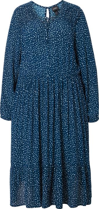 Produktbild Ulla Popken Midikleid, Pünktchen, A-Linie, V-Ausschnitt, Langarm (56)