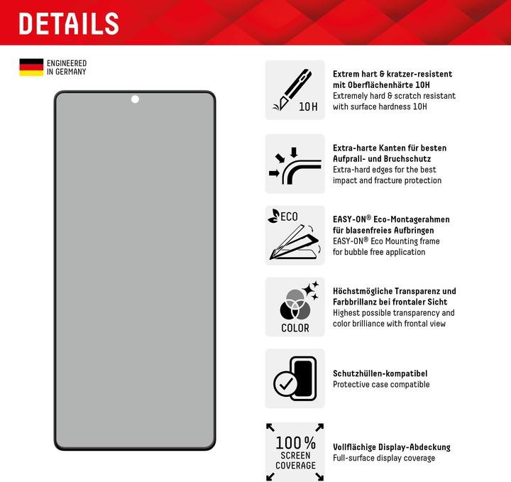Actual product image Displex Real Glass, Privacy Full Cover Panzerglas (1 Piece, Samsung Galaxy S23 Ultra)