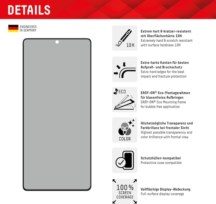 Produktbild Displex Real Glass, Privacy Full Cover Panzerglas (1 Stück, Samsung Galaxy S23 Ultra)