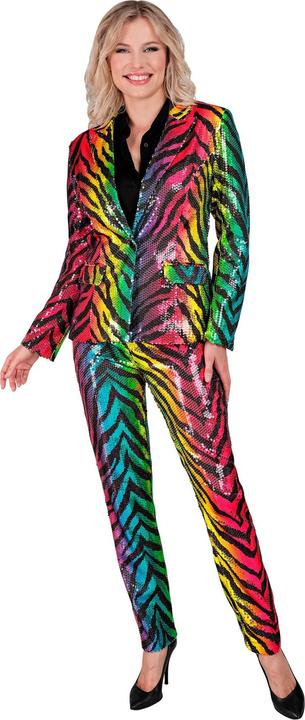 Image du produit Widmann Pantalon à paillettes look tigre arc-en-ciel (M)