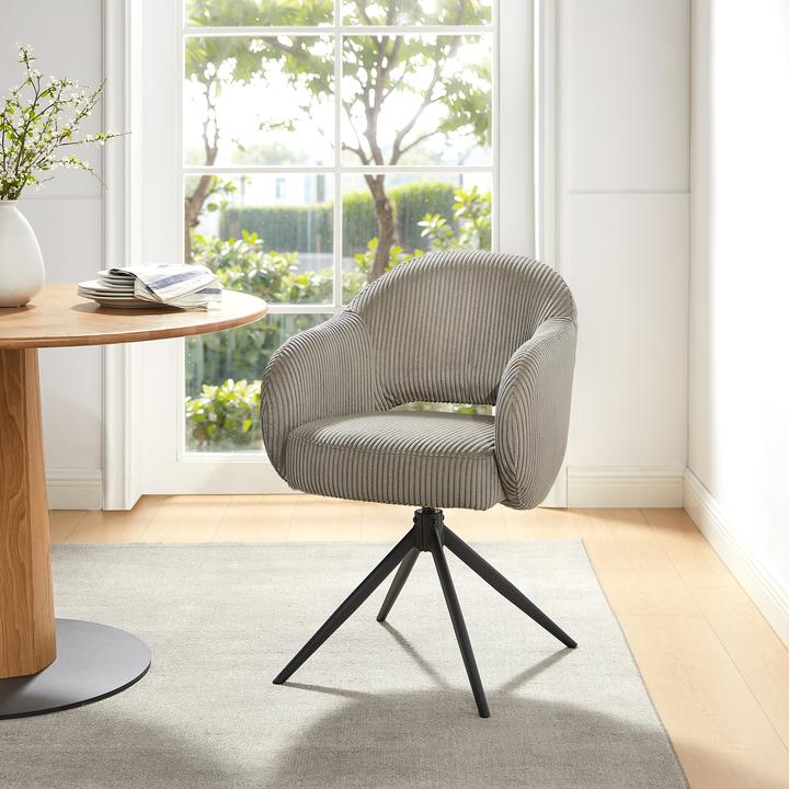 Image du produit SIT Möbel Fauteuil aspect velours côtelé gris clair avec