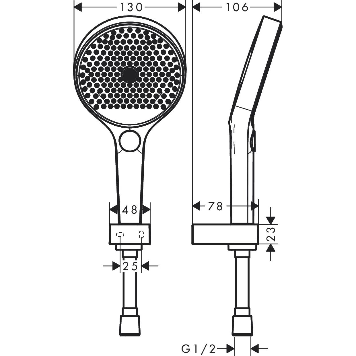 Thumbnail - hansgrohe, Duschbrause, Rainfinity Duschkopfhalterungset 130 mit Duschschlauch 125 cm (3 Strahlarten, 14 l/min)