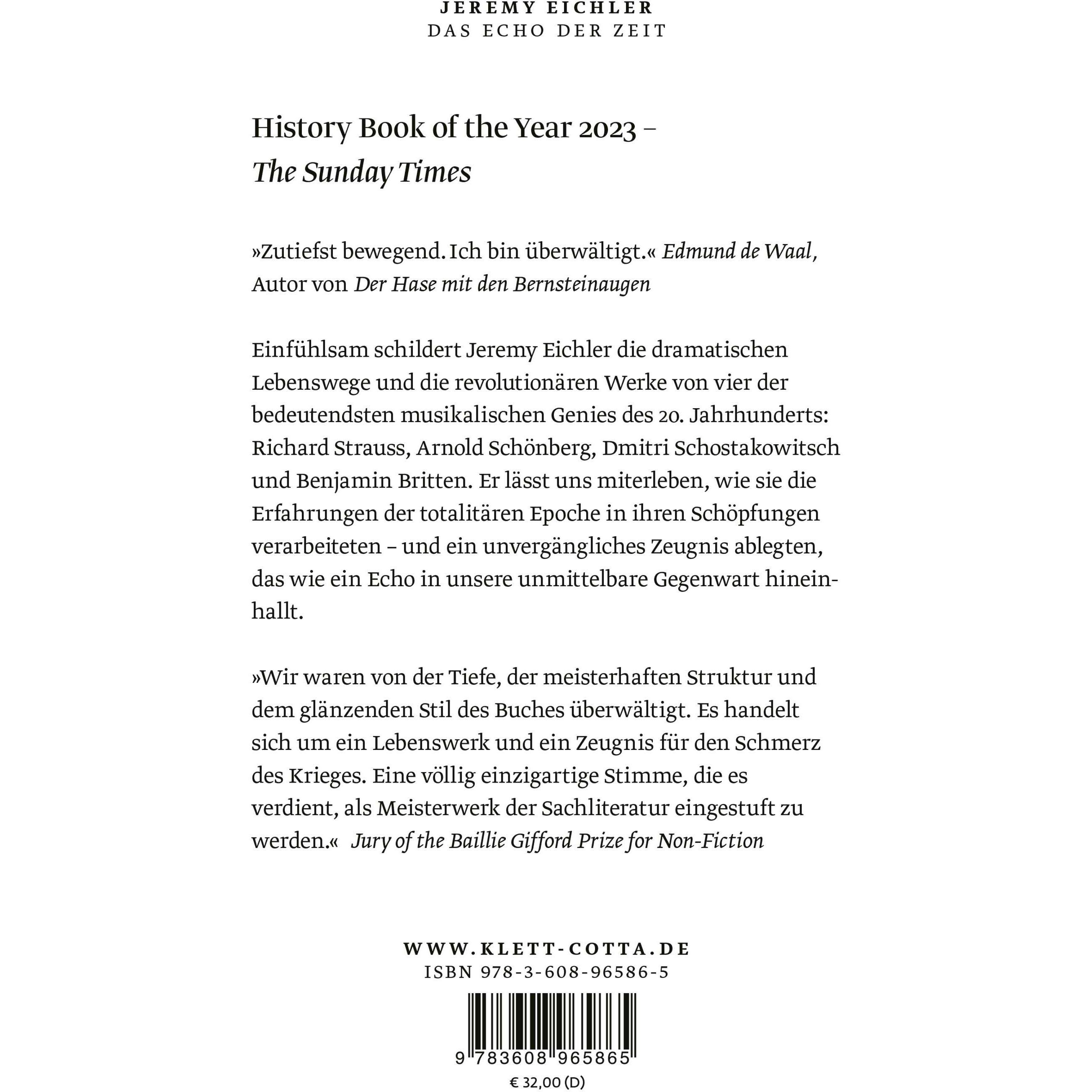 Thumbnail - Das Echo der Zeit, Sachbücher von Jeremy Eichler, Dieter Fuchs