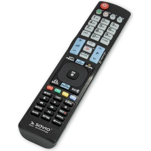 Savio RC-11 Fernbedienung IR Wireless TV Drucktasten (Universal Fernbedienung, Infrarot), Fernbedienung, Schwarz