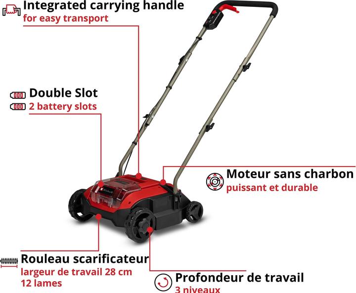 Immagine prodotto Einhell GC-SC 18/28 DS Li-Solo Rasenlüfter Arbeitsbreite 28 cm