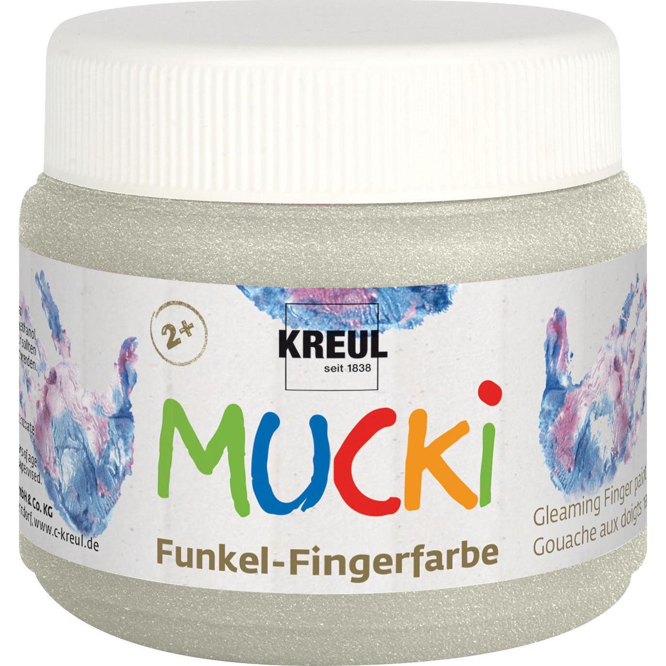 Mucki, Künstlerfarbe + Bastelfarbe, Funkel-Fingerfarbe (Silber, 150 ml)