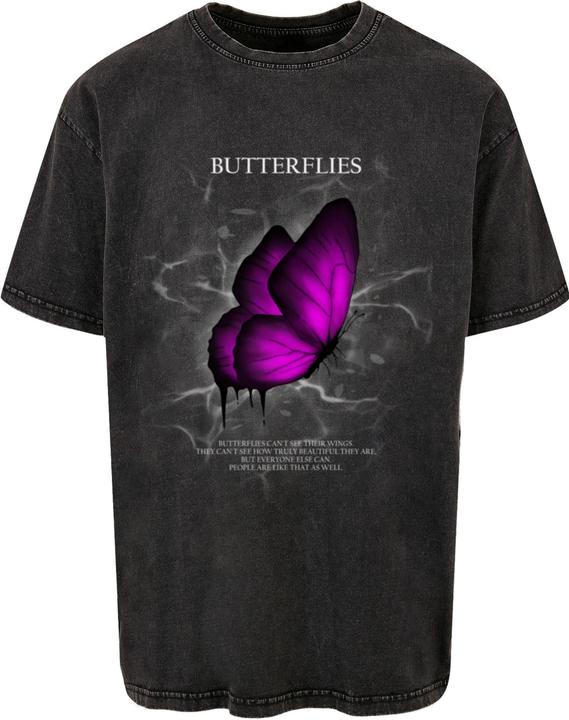 Produktbild Merchcode Butterflies Acid Washed Heavy Oversized Tee - 112635 (L)