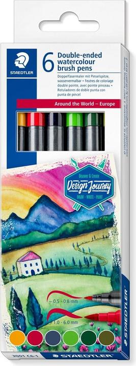 Image du produit Staedtler Feutre de coloriage double fibre Europa, étui carton de 6, 2 pointes, trait : 1,0 (6 x)