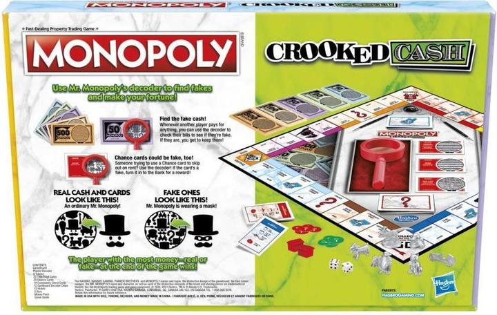 Actual product image Hasbro Monopoly Crooked Cash Board game Economic simulation (Finnish)