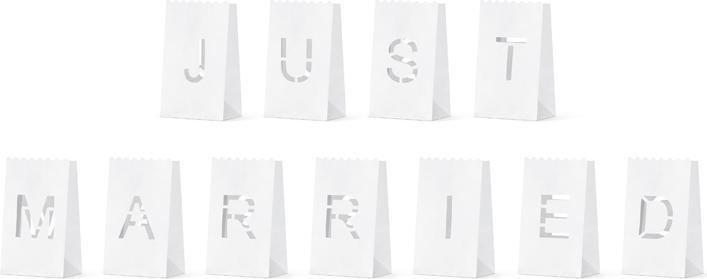Produktbild Partydeco Lanterns, candles bags - Just Married, 11.5x19x7cm (1 pkt / 11 pc.) (11 x)