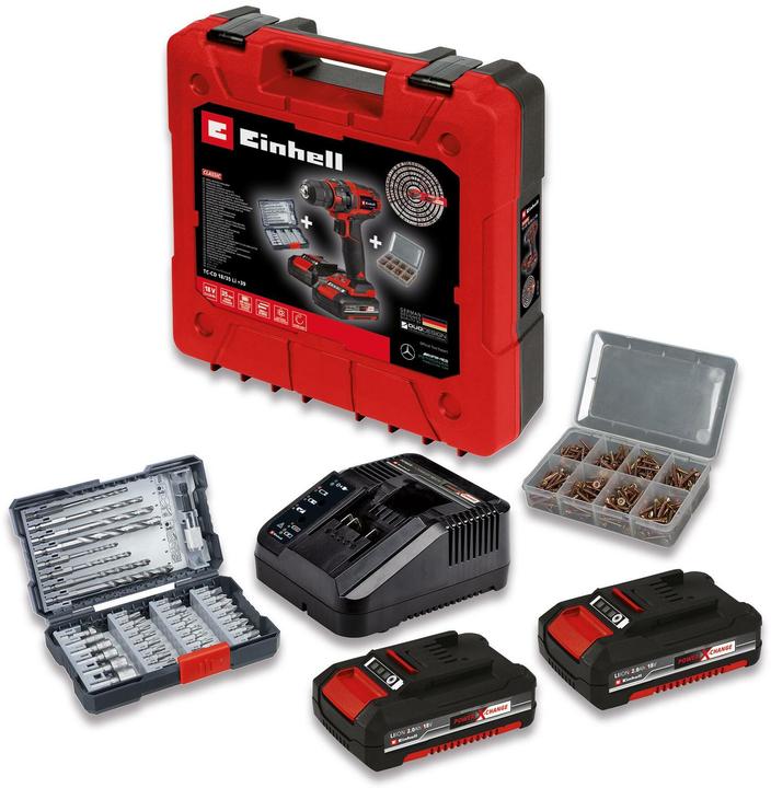 Image du produit Einhell Kit perceuse-visseuse sans fil TC-CD 18/35 Li + 39 (2x 2,0 Ah)