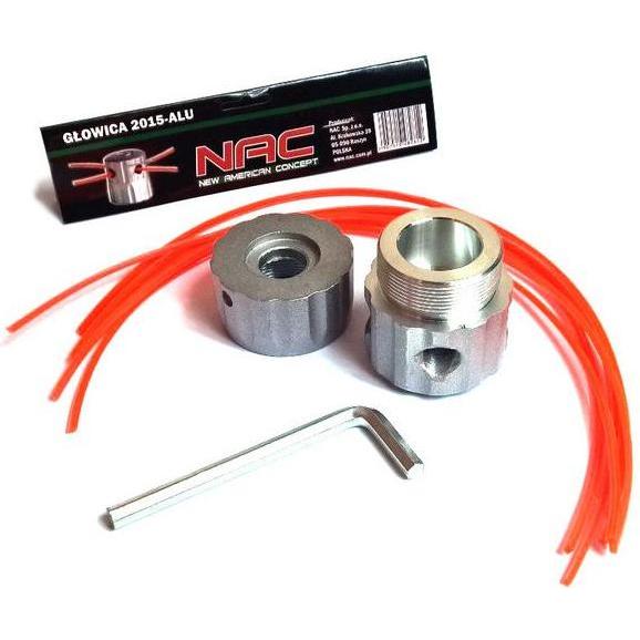 NAC, Accessori per macchinari da giardino, Głowica żyłkowa Aluminiowa (Pioniere delle erbacce, Lenza per tagliabordi + rocchetto di lenza)