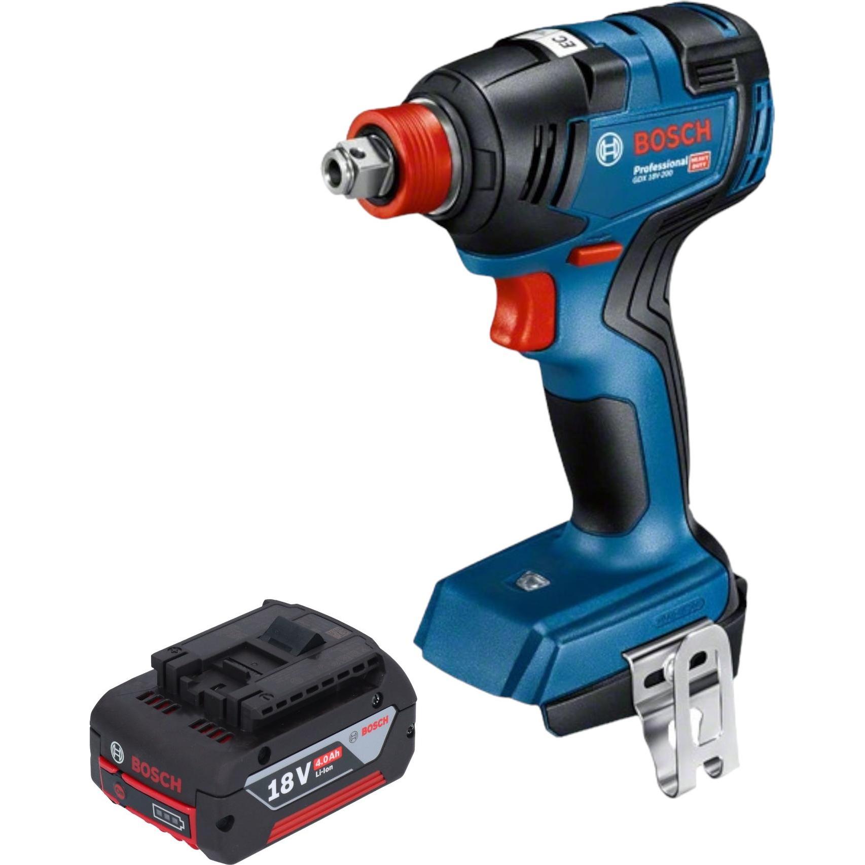 Bosch Professional, Bohrmaschine + Akkuschrauber, Bosch GDX 18V-200 Professional Akku Drehschlagschrauber 18 V 200 Nm Br...