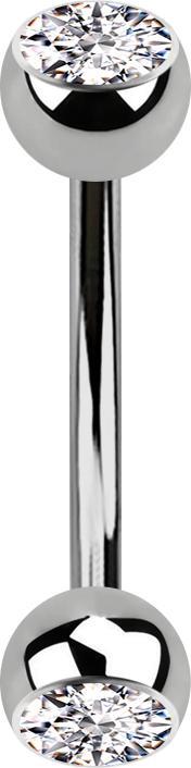 Actual product image Star Piercing Banane silber mit zwei Kugeln Kristall silber (without brass, Titanium)