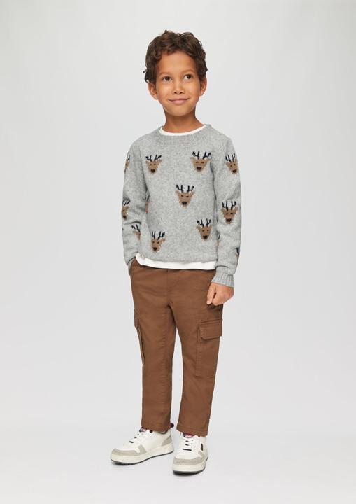 Produktbild S.Oliver Strickpullover Weihnachtspullover mit Rentier-Motiv (116, 122)