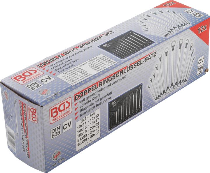 Produktbild BGS Doppel-Ringschlüssel-Satz tief gekröpft SW 6 - 32 mm 12-tlg. (32 mm, 19 mm, 6 mm, 12 mm, 24 mm, 14 mm, 22 mm, 16 mm, 23 mm, 10  mm, 21 mm, 18 mm, 27 mm, 7 mm, 31 mm, 17 mm, 11 mm, 15 mm, 26 mm, 30 mm, 8 mm, 28 mm, 9 mm, 29 mm, 13 mm, 20 mm, 25 mm)