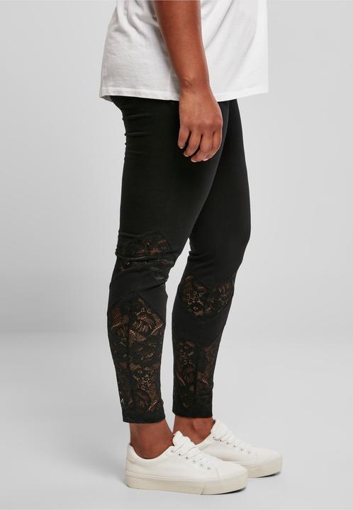 Image du produit Urban Classics Leggings taille haute avec empiècement en dentelle pour femmes (L)