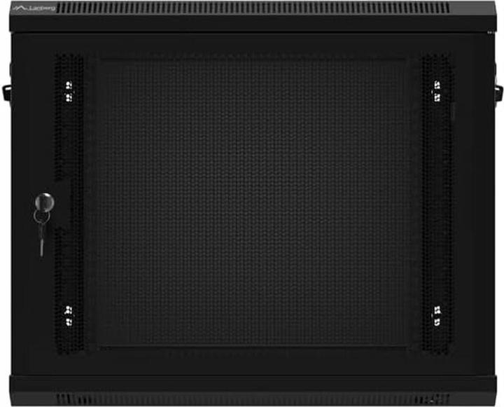 Productafbeelding Lanberg Nástěnná jednodílná skříň 19", 9U/600x450, (v rozloženém stavu), perforované dveře, černá ( (9 HE, 19 inch rek)