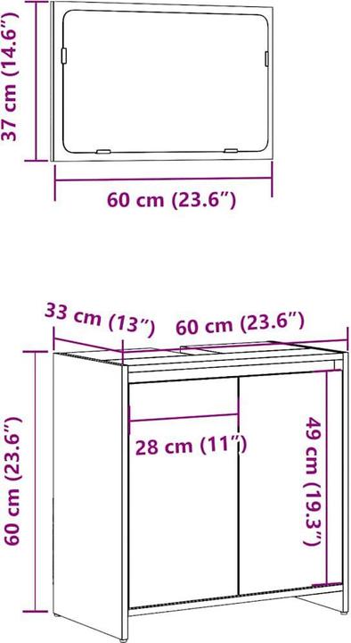 Immagine prodotto vidaXL 2-tlg. Badmöbel-Set Betongrau Holzwerkstoff