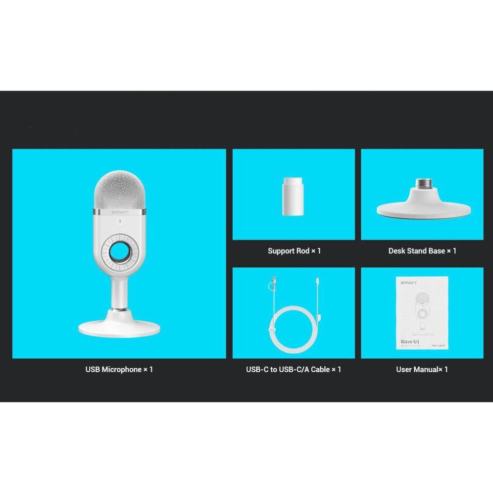 Thumbnail - SmallRig 3492 Simorr Wave U1 USB Condenser Microphone (White), Mikrofon