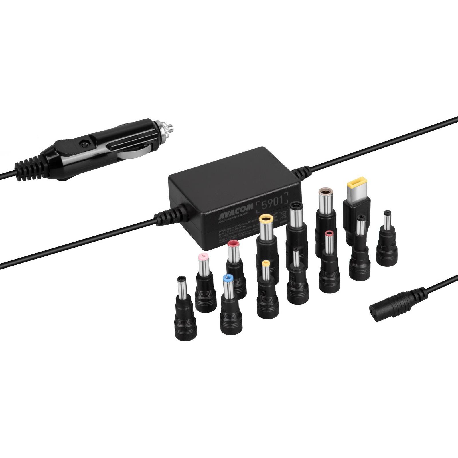 Avacom QuickTIP-CAR - univerzÃ¡lnÃ­ autoadaptÃr pro notebooky + 13 konektorÅ¯ (65 W), Notebook Netzteil, Schwarz