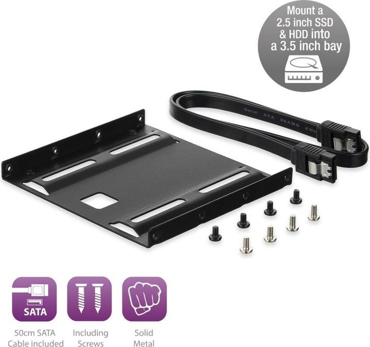 Produktbild Ewent Bracket HDD/SSD 2.5" to 3.5", incl. SATA cable, retail package 2.5" TO 3.5" SSD/HDD KIT+CABLE