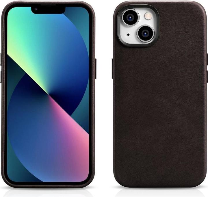 Actual product image iCarer Oil Wax Premium Leather Case iPhone 14 Plus Magnetic Leather Case with MagSafe Brown (WMI1422 (Apple iPhone 14 Plus)