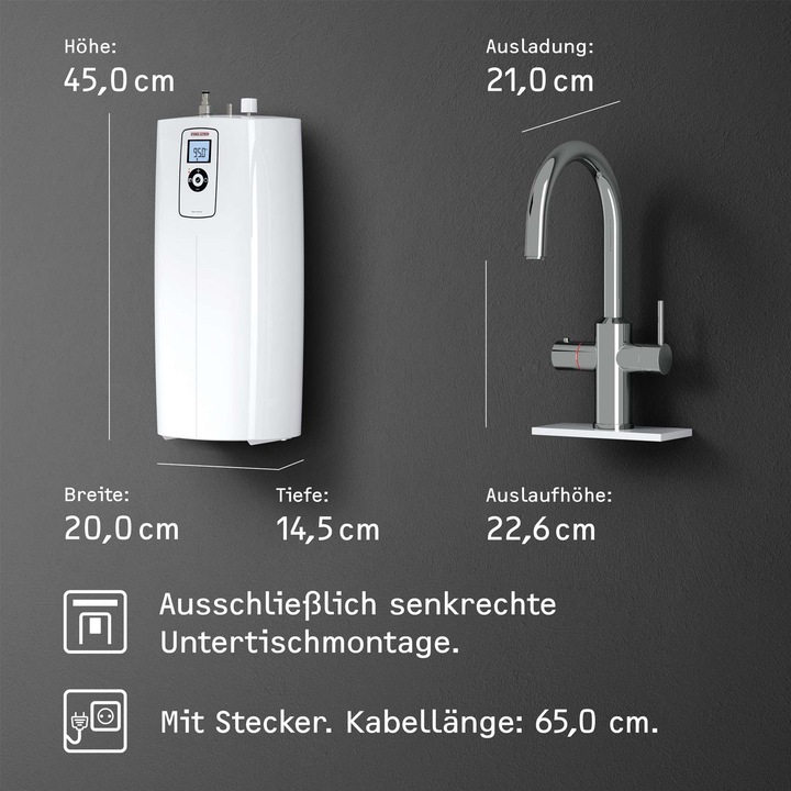 Produktbild Stiebel Eltron HOT 2.6 N Premium + 3in1 c (chrom), Set mit Heisswassergerät + Wasserhahn für die Küche, TÜV geprüft