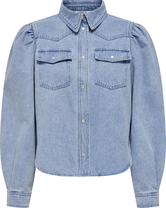 Produktbild Only Locker geschnitten Hemdkragen Puffärmel Hemd Jeanshemd (XS)