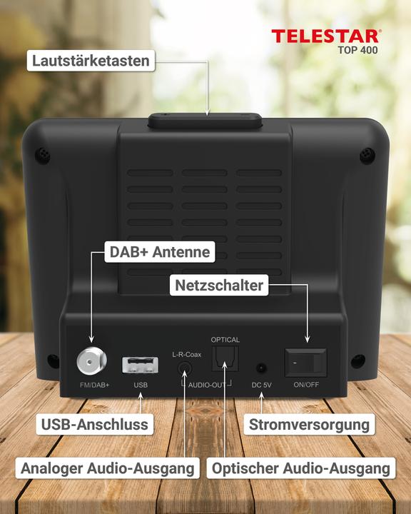 Actual product image Telestar TOP 400 DAB+ Internetradio-Adapter schwarz (DAB+, Bluetooth, Wi-Fi)
