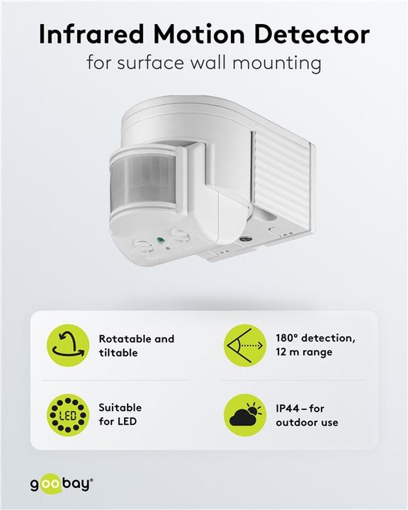 Image du produit Goobay Détecteur de mouvement PIR monté en surface 95 (12 m)