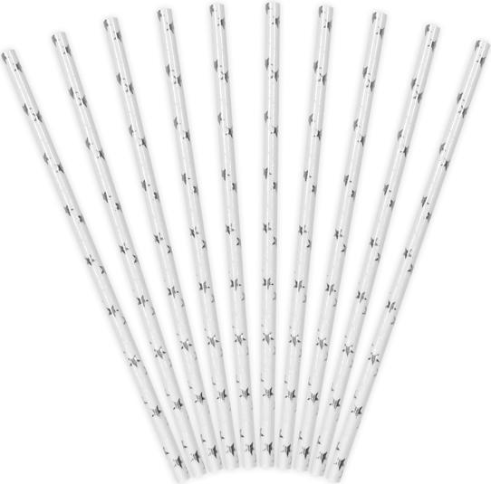 Partydeco Paper Straws, silver, 19.5cm (1 pkt / 10 pc.) (10 x)