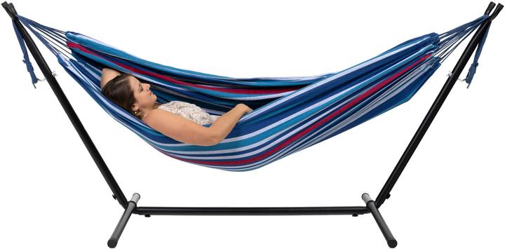 Koor Doppelhängematte Nuvola mit Gestell, blau-rot (300 kg)