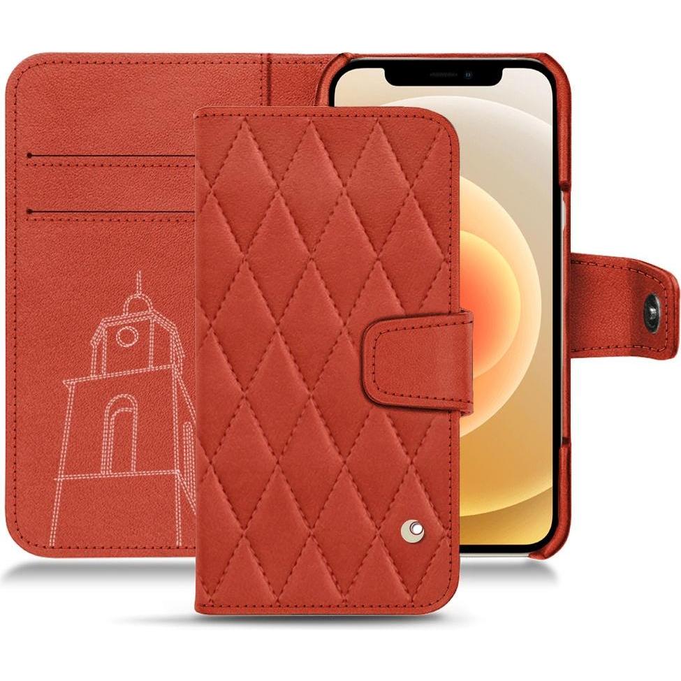 Noreve Lederschutzhülle Wallet (Apple iPhone 12), Smartphone Hülle, Orange