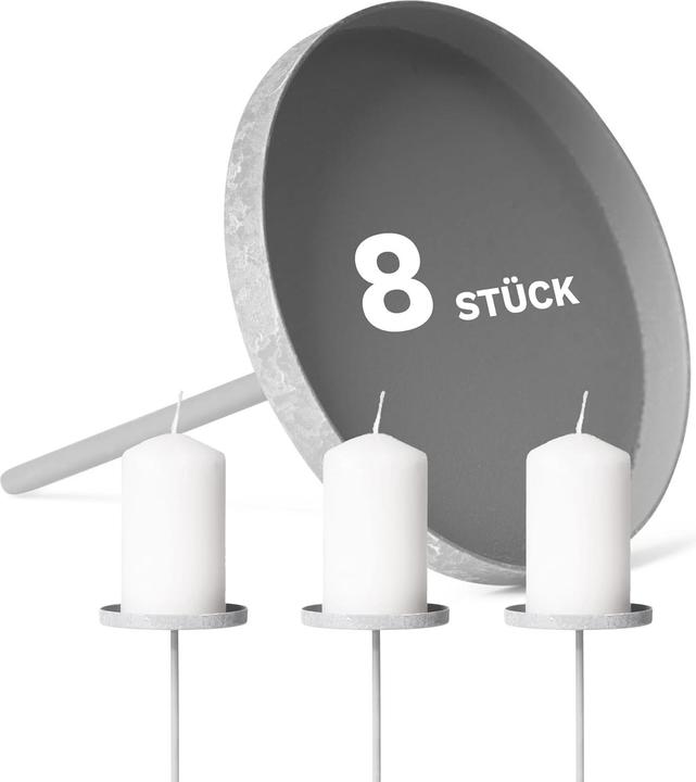 Actual product image Novaliv 8x Candle Pick Flat 6,5 cm GREY