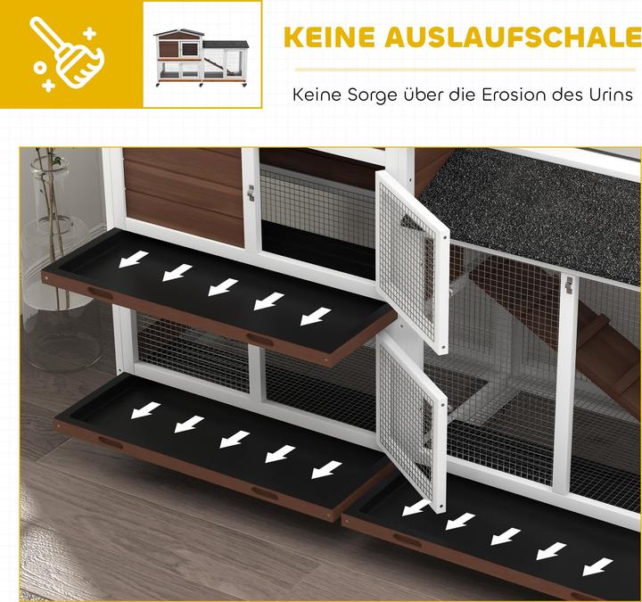 Actual product image PawHut Kaninchenstall Tannenholz, Stahl Braun