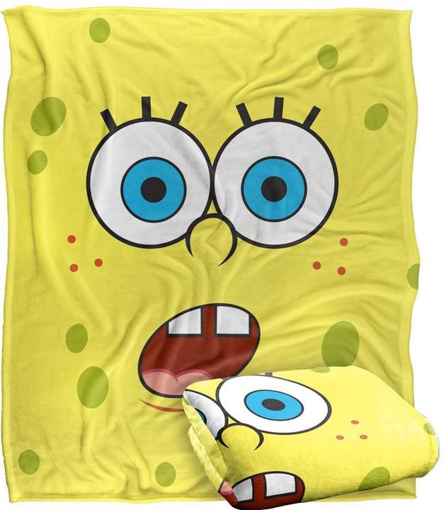 Actual product image Spongebob Squarepants Silky Surprise Face Supersoft Blanket (152 x 127 cm)