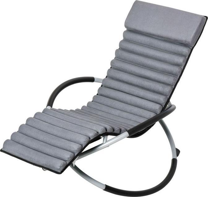Produktbild Swisshandel24 Schaukelstuhl ergonomischer 2 In 1 Schwingsessel Gartenstuh Schaukelliege Metall Texteline kugelförm