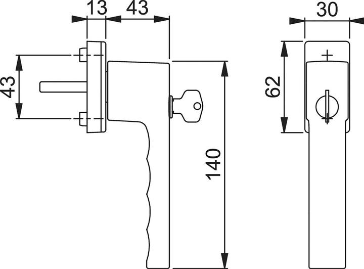 Actual product image Hoppe Window handle TOULON locking cylinder TBT, VK 7x43 mm, stainless steel effect
