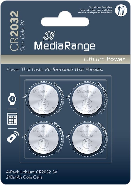 Immagine prodotto MediaRange Cr2032 (4 pz., CR2032, 220 mAh)