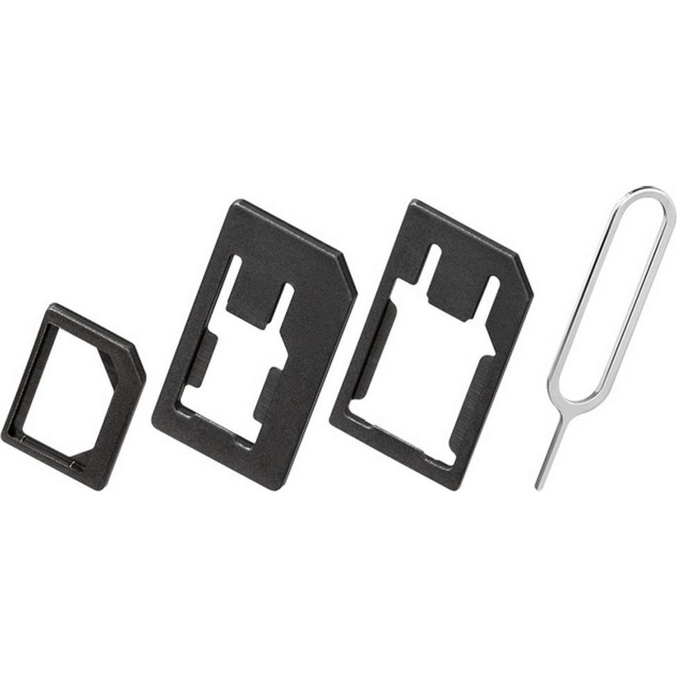Berrybase adattatore per scheda SIM goobay (3 in 1) con pin, Accessori per cellulare, Nero