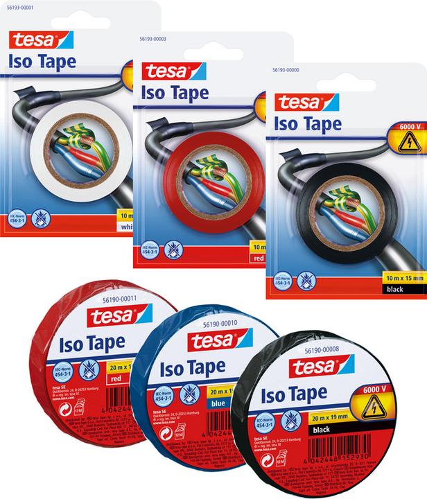 Image du produit tesa Ruban isolant électrique, ruban adhésif résistant à la chaleur pour isoler, réparer & regrouper (15 mm)