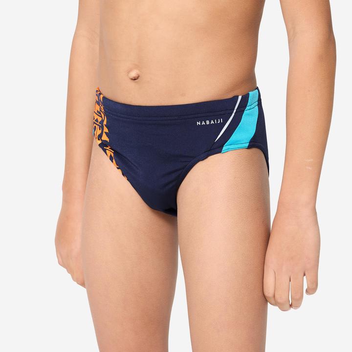 Actual product image Nabaiji Badehose Slip Jungen - 900 Yoke blau/orange (146)