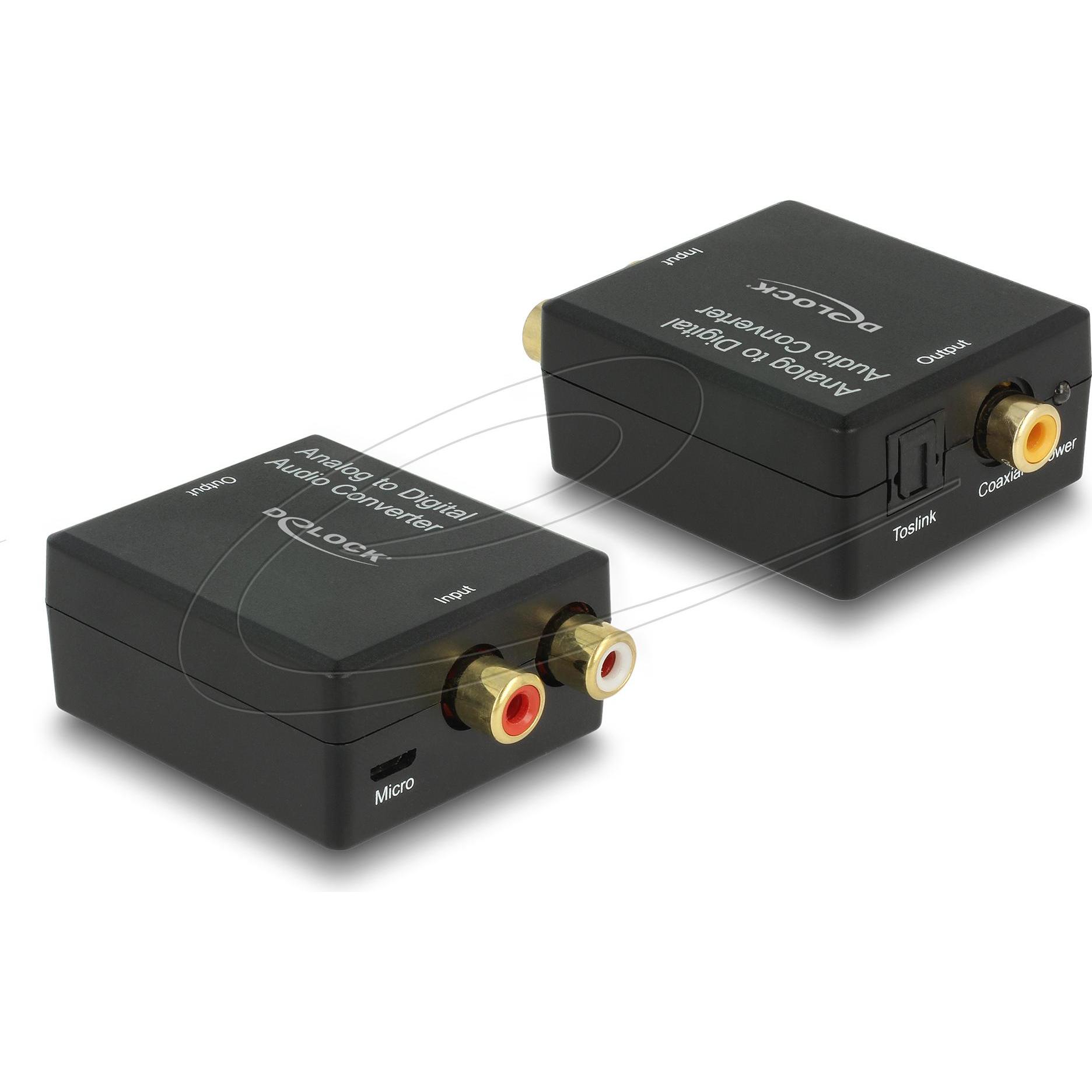 Delock 63468 Convertitore audio (Analogico -> Digitale), Adattatore audio, Nero
