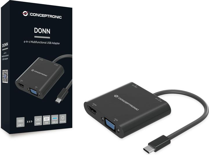 Actual product image Conceptronic USB Typ-C zu (HDMI, VGA, USB 3.0, Jack socket, 6.60 cm)