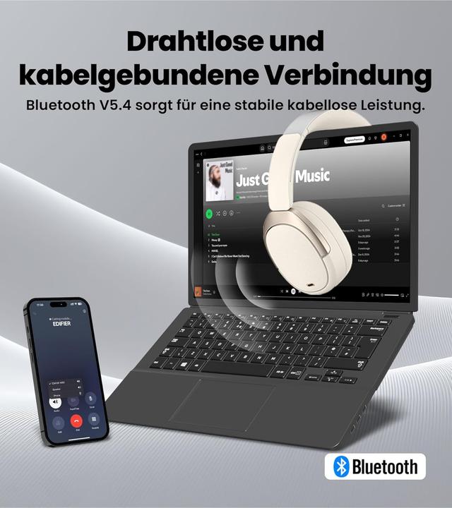 Produktbild Edifier Faltbare Over-Ear-Kopfhörer W80 mit ANC und LDAC (ANC, 65 h, Kabelgebunden, Kabellos)