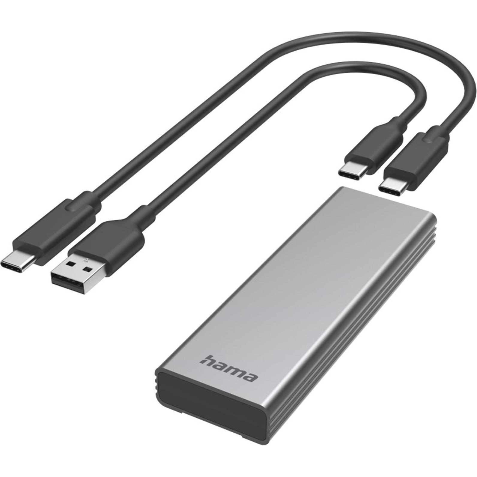 Hama Contenitore per hard disk USB per dischi rigidi M.2 SATA e NVMe SSD (M.2), Case per hard disk, Grigio