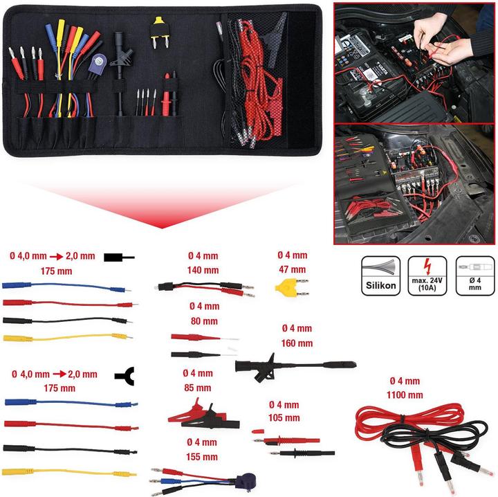 Produktbild KS Tools 150.0895 12/24V Diagnose Pruef- und Mess-Kabel-Satz 25-tlg