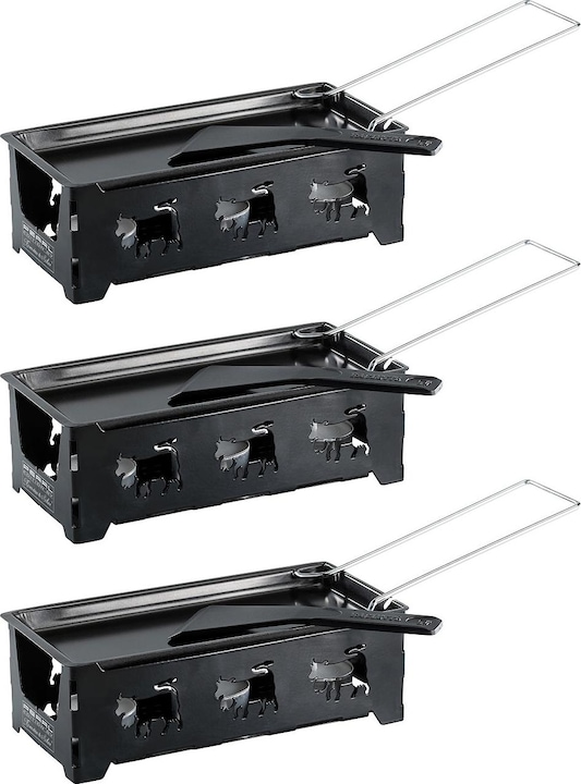Rosenstein & Söhne Raclette à réchaud pliable pour 2 personnes, lot de 3
