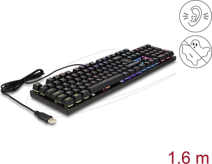 Actual product image Delock Mechanical USB gaming keyboard wired 1.6 m s (DE, Cable)